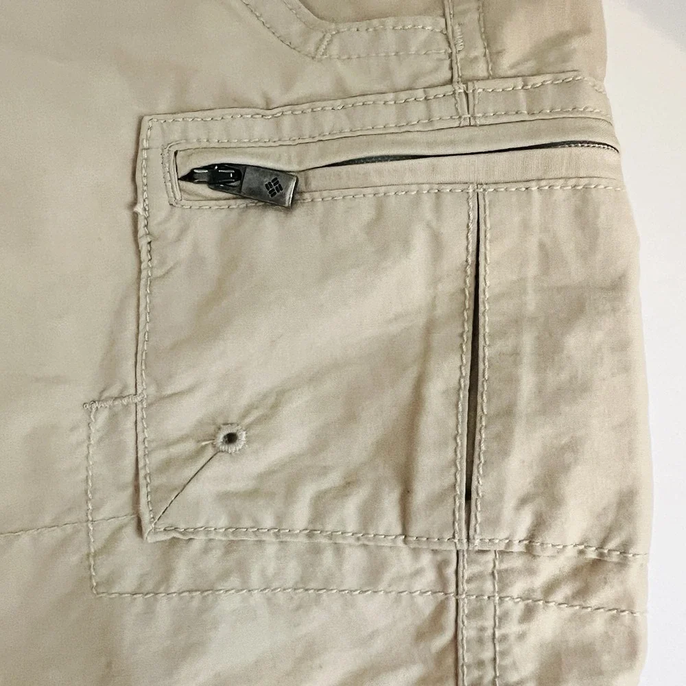 Columbia Hiking Shorts Women's 14 Khaki Beige Outdoor Shorts Pockets